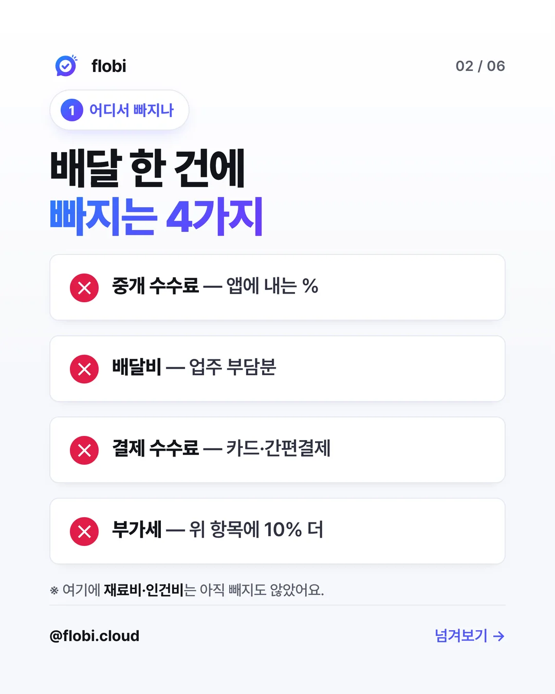 어디서 빠지나 — 중개 수수료, 배달비 업주 부담분, 결제 수수료, 부가세
