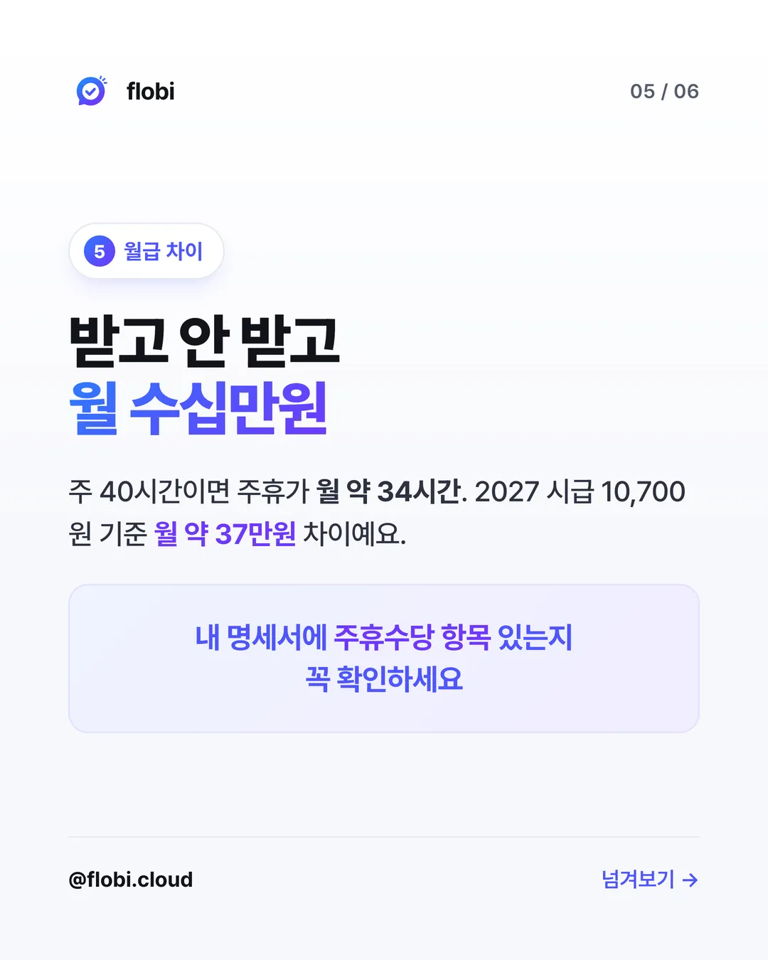 월급 차이 — 주 40시간이면 월 약 37만원
