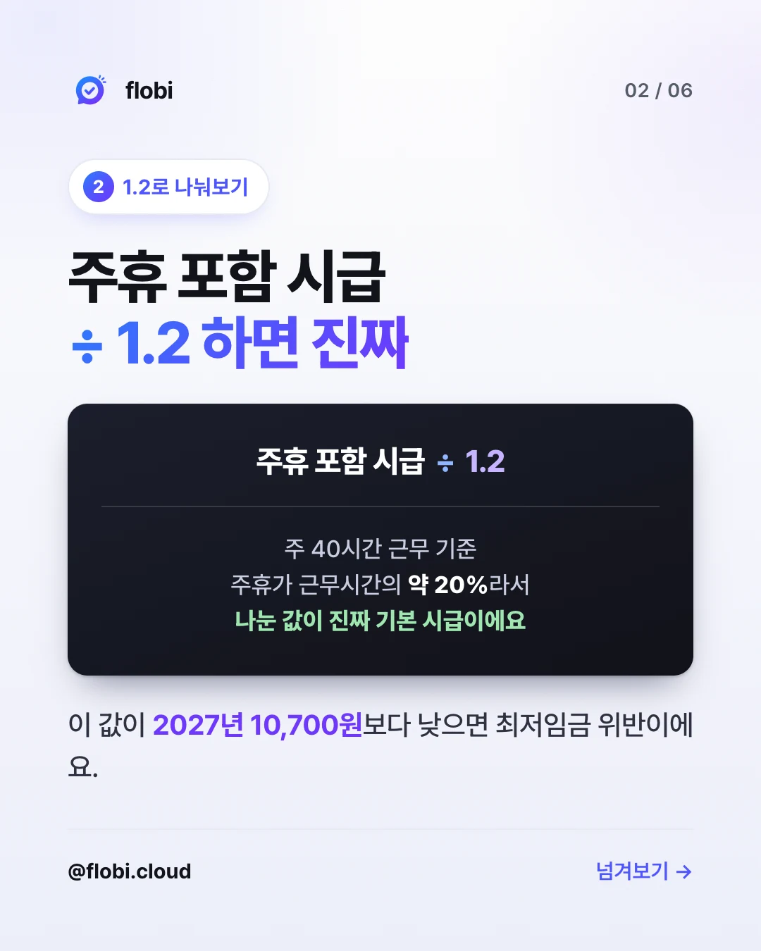 1.2로 나눠보기 — 주휴 포함 시급 ÷ 1.2 하면 진짜